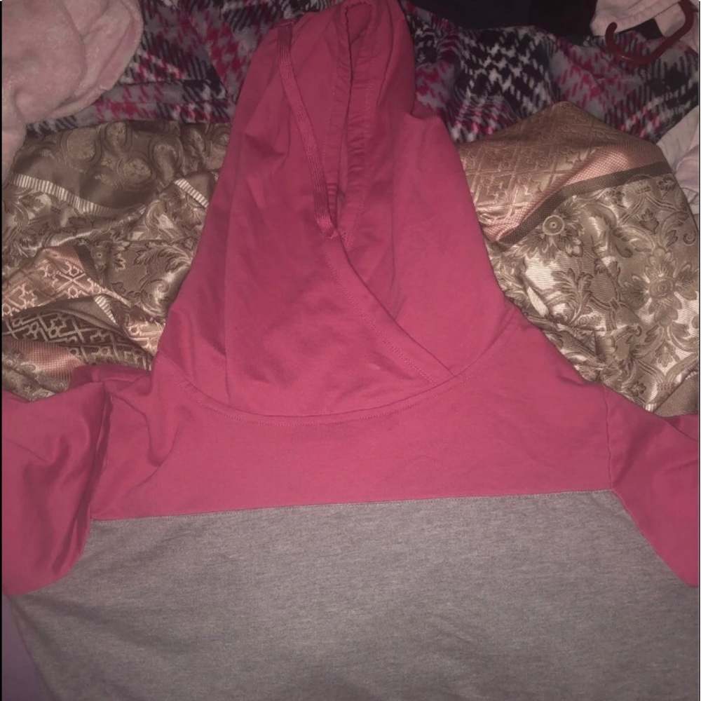 pink and grey hoodie